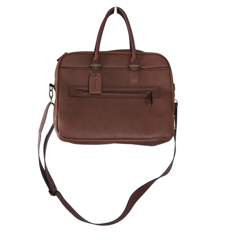 ALDO‎ Brown Faux Leather Briefcase Laptop Bag Messenger Shoulder Strap